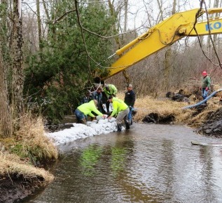 Sand bags and pump